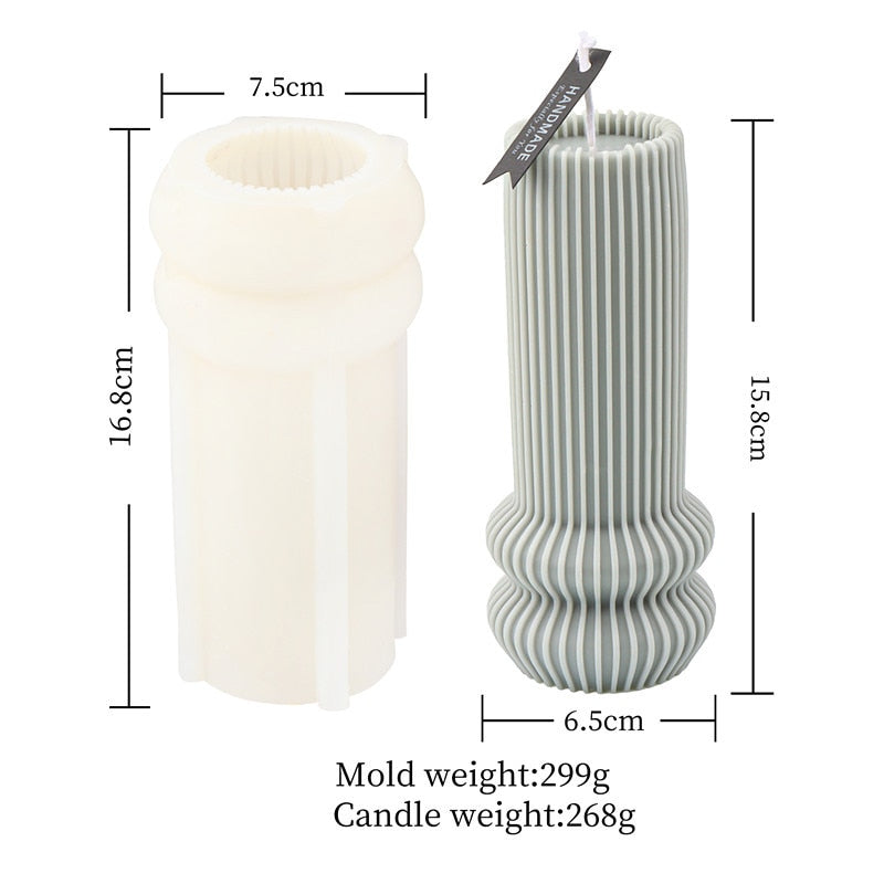 Striped cylindrical candle silicone mold Irregular geometry