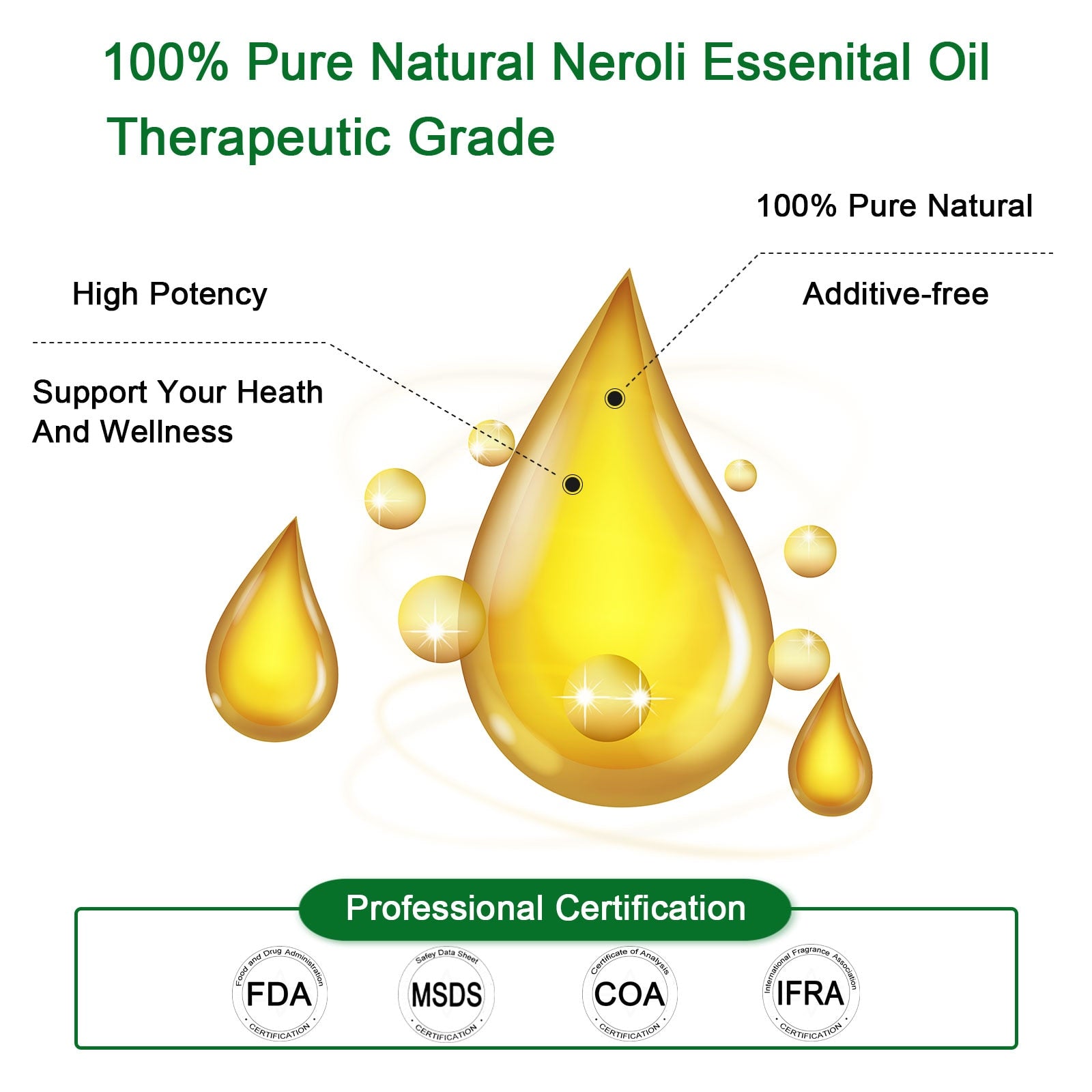 Pure Natural 100ml Neroli Essential Oil for Skin Care