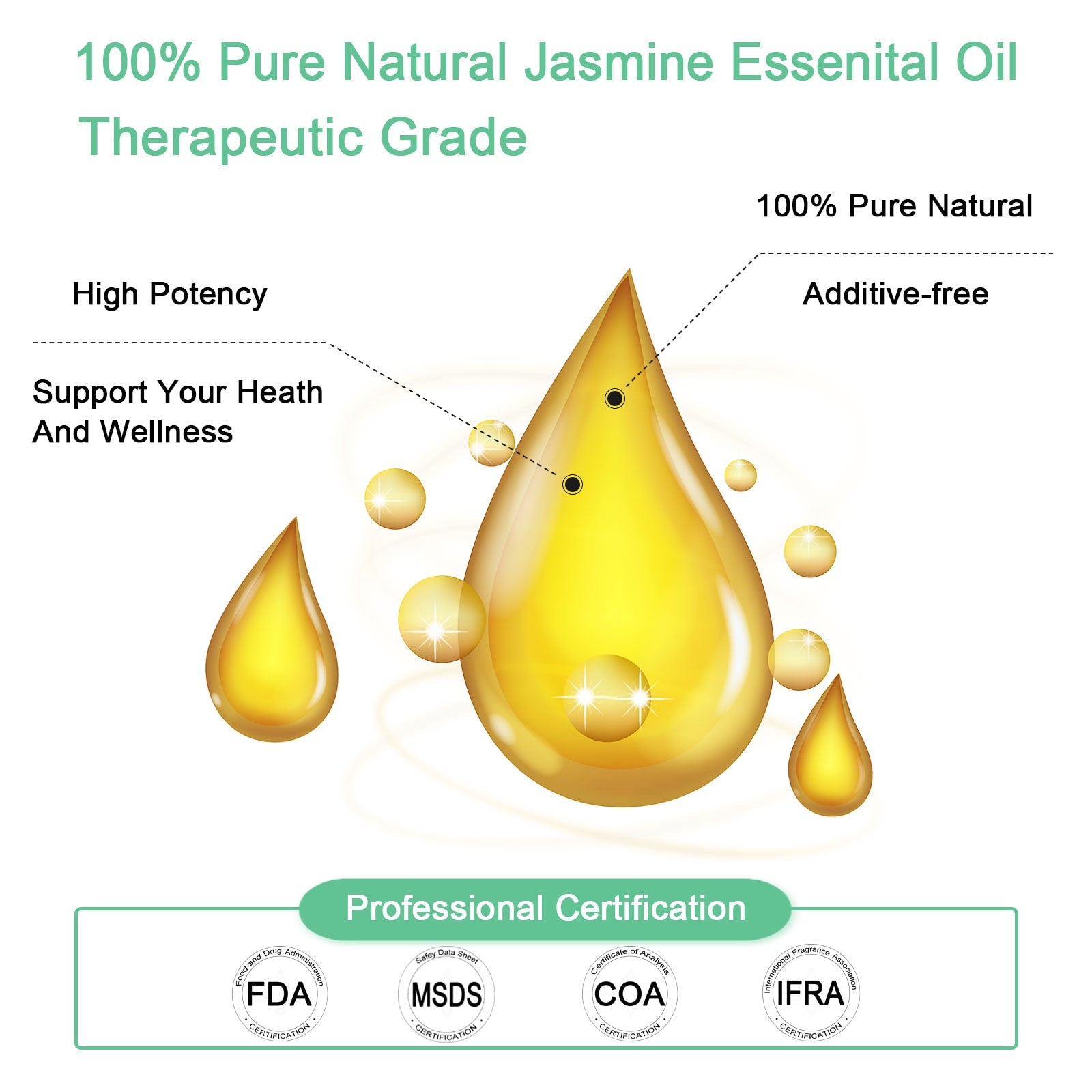 Therapeutic Grade Pure Natural Jasmine Essential Oil