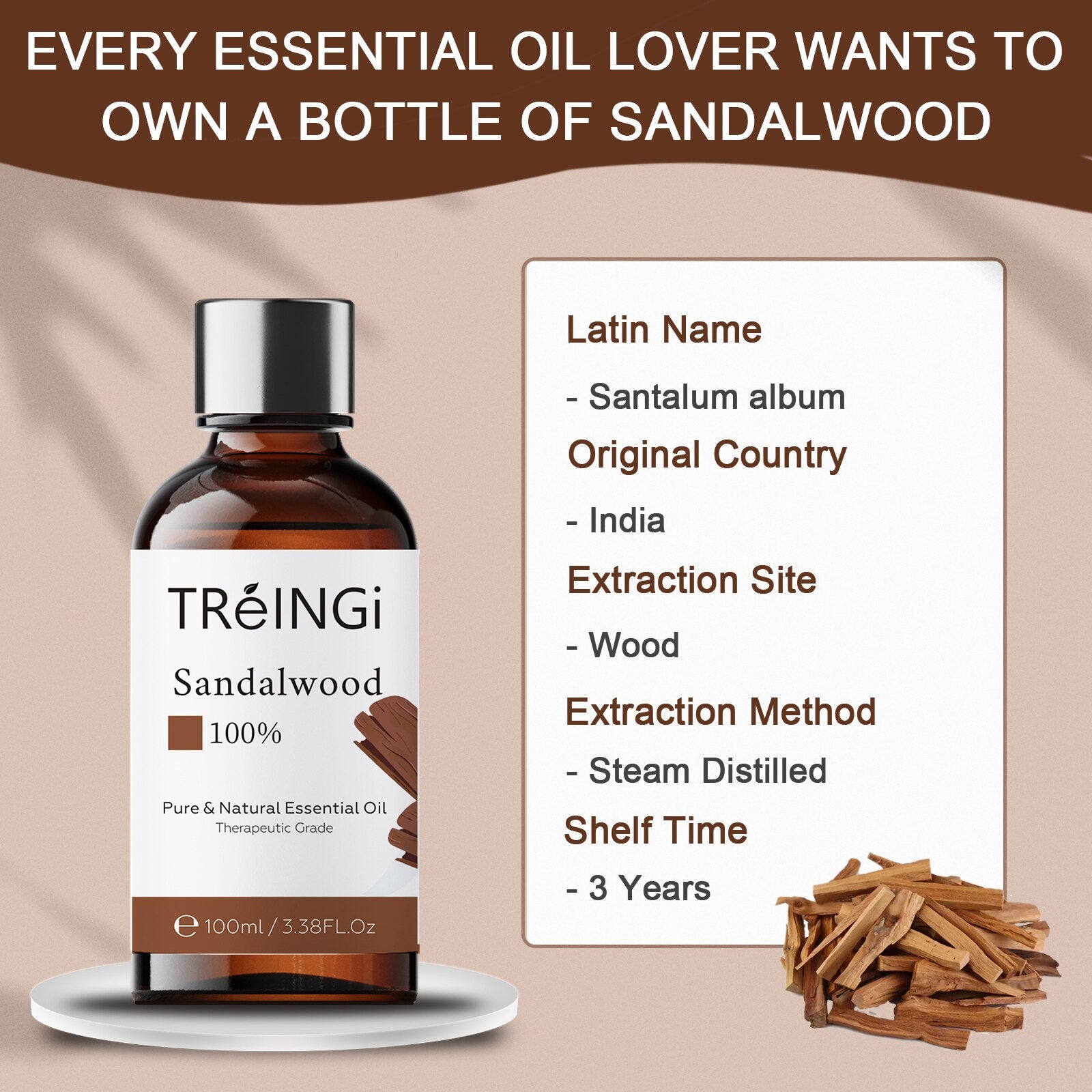 Pure Natural Sandalwood Essential Oil for Yoga