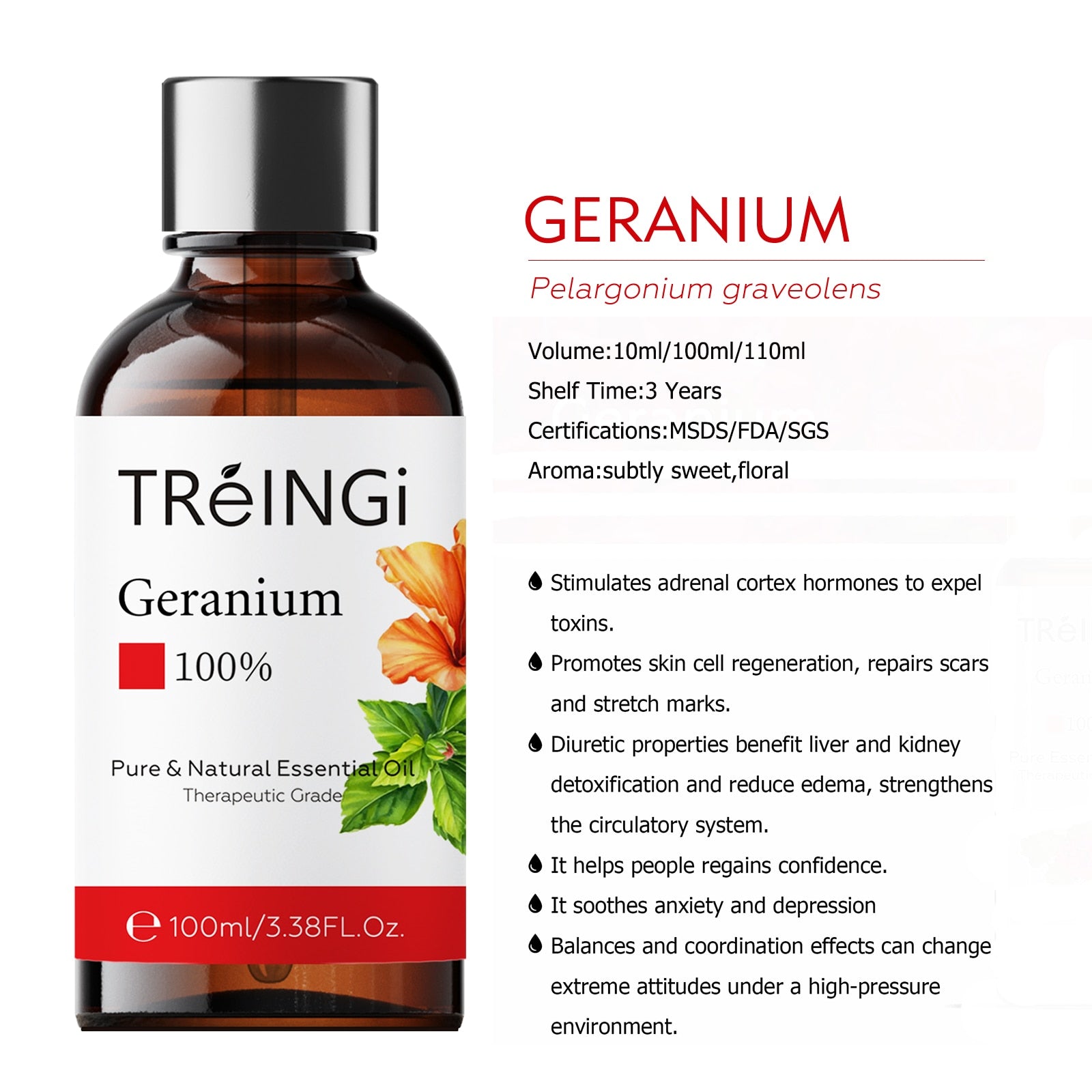 Pure Natural Geranium Essential Oil 100ml Diffuser Aroma Oil