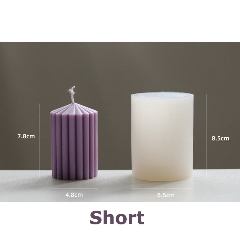 Striped cylindrical candle silicone mold Irregular geometry