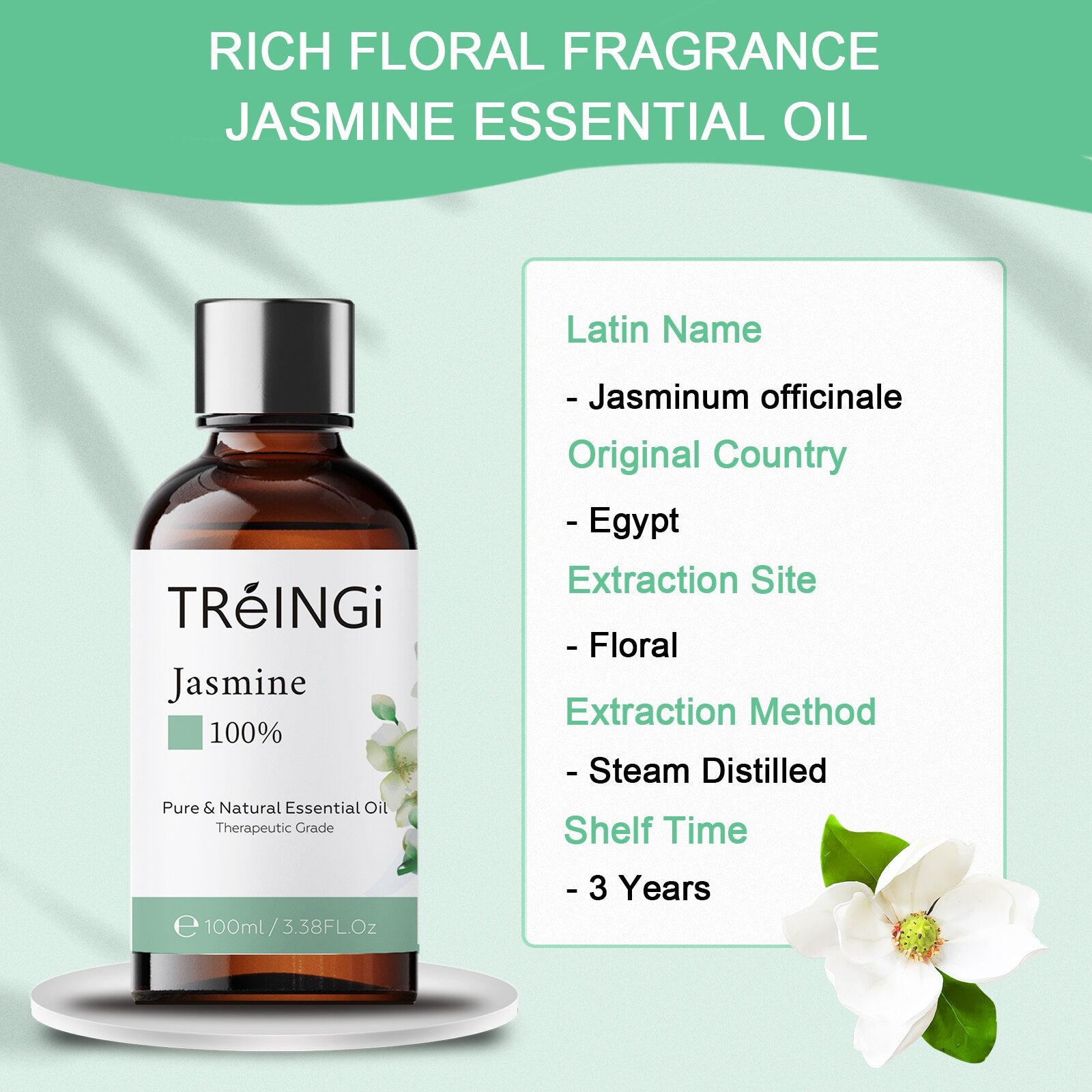 Therapeutic Grade Pure Natural Jasmine Essential Oil