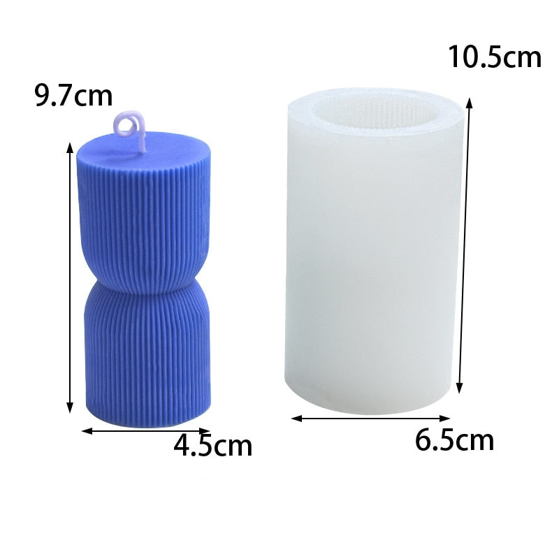 Striped cylindrical candle silicone mold Irregular geometry