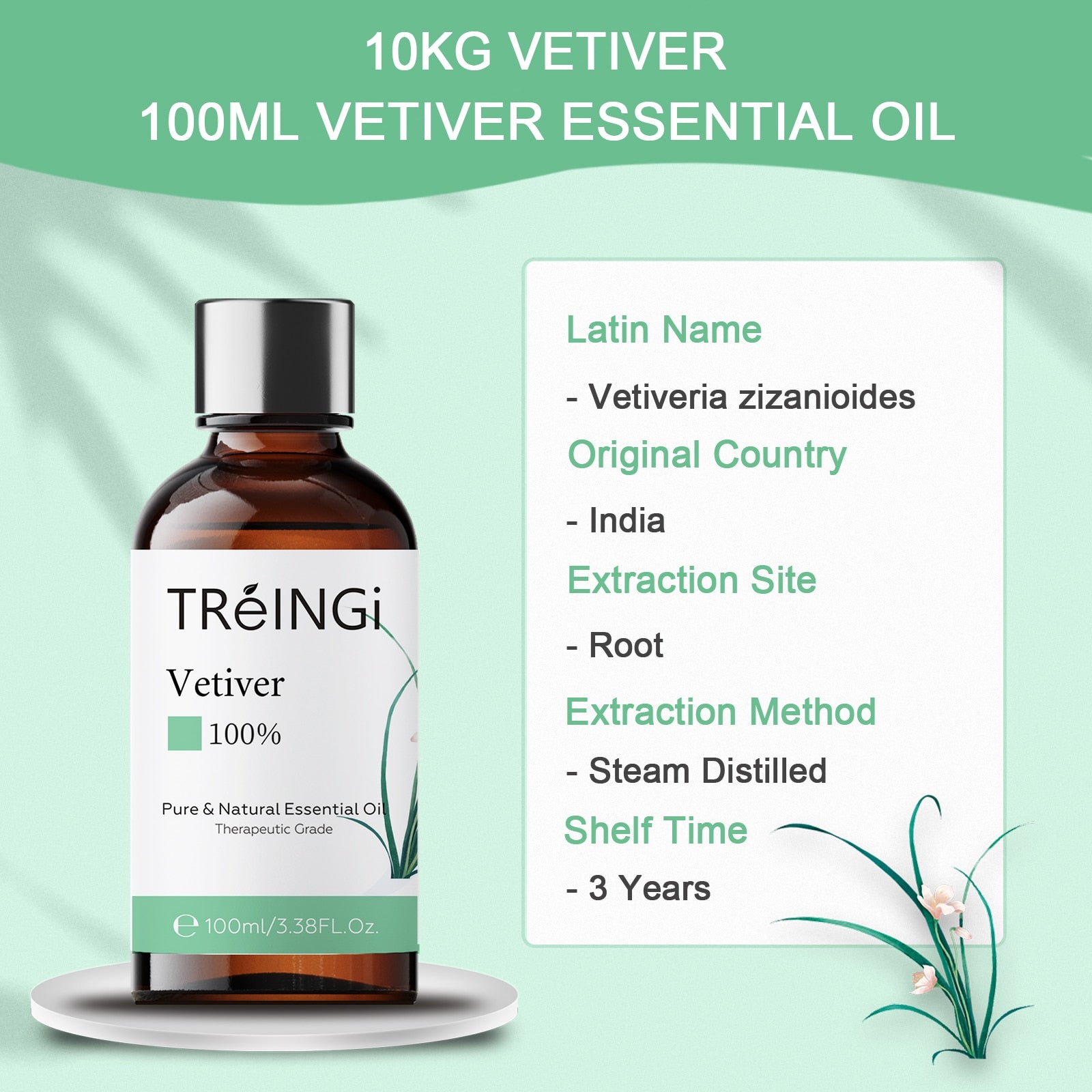 100ml Pure Natural Vetiver Essential Oil for Humidifier Diffuser